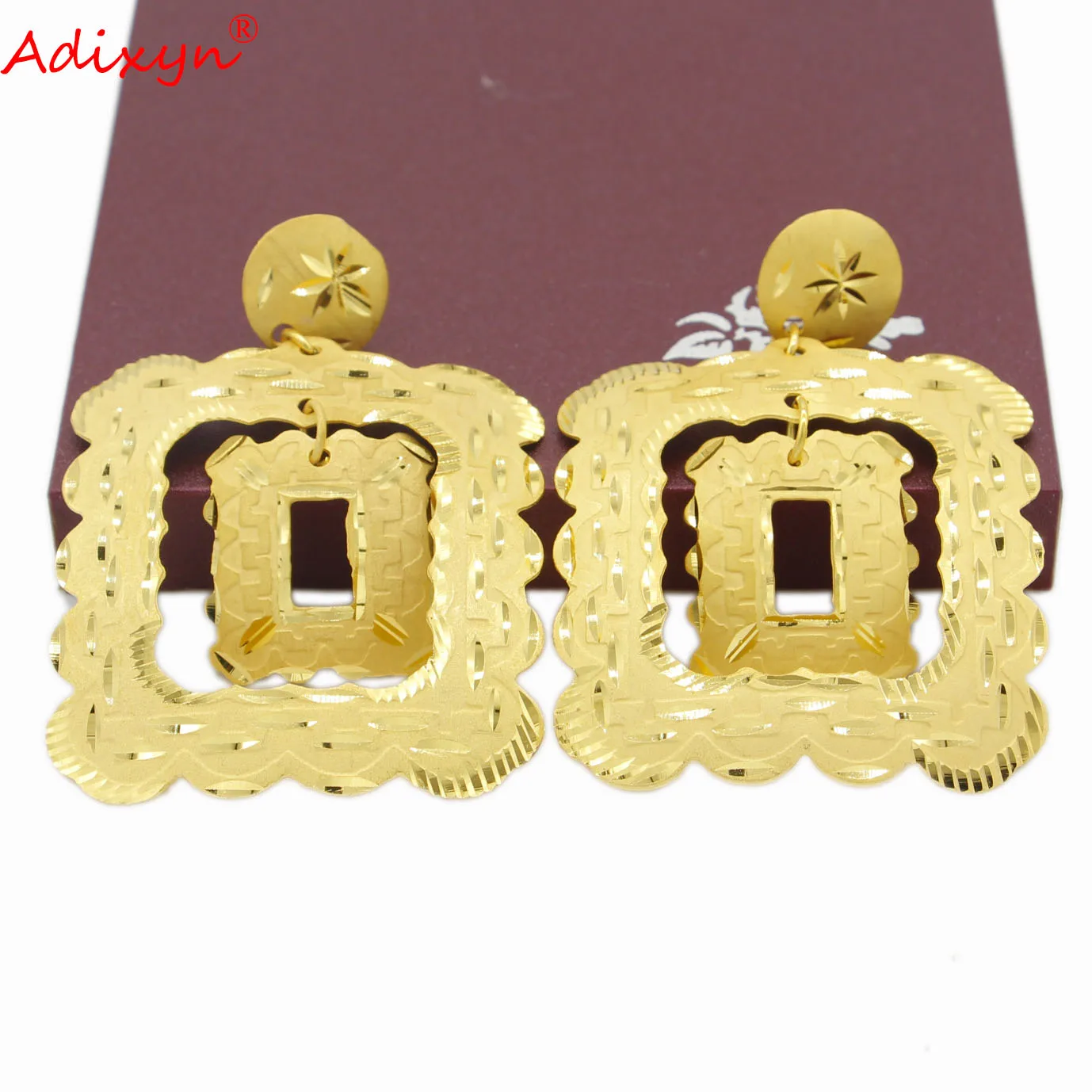 Adixyn Луксозни обеци от Индия, за жени, момичета, бижута от злато и мед, етнически африкански подаръци N082810 . ' - ' . 2