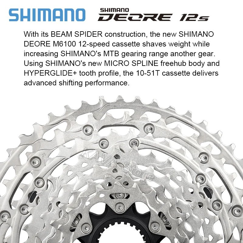 Shimano SLX Deore XT M8100 M7100 M6100 12 Бързо Касета Micro Spline K7 12V Звездичка 10-51 T МТБ Свободно движение 12S Велосипедна Трещотка . ' - ' . 2