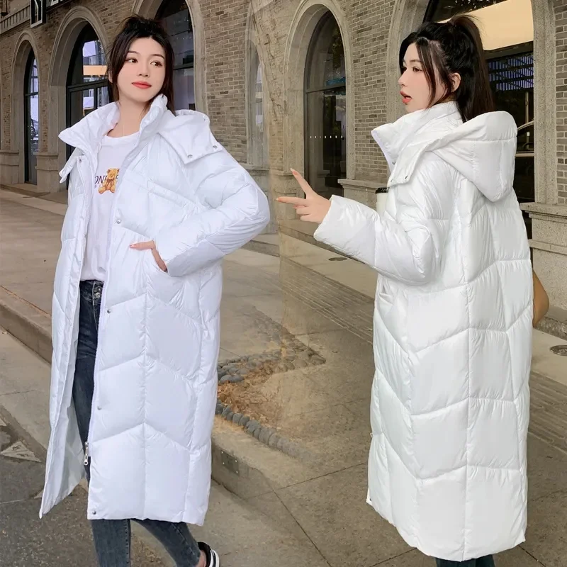 2023 Нова дамско зимно яке, дамско яке с памучна подплата, на корейското свободно памучни палто с качулка, дълги, паркове и свободна горна дреха оверсайз . ' - ' . 3