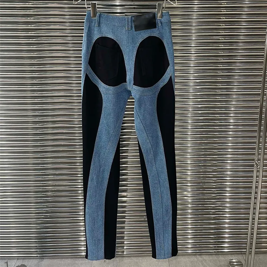 трафика на 2023 дамски дънки y2k памучен ред, дамски панталони с висока талия, нова мода, висококачествени ежедневни сини дънки, сутиен . ' - ' . 3