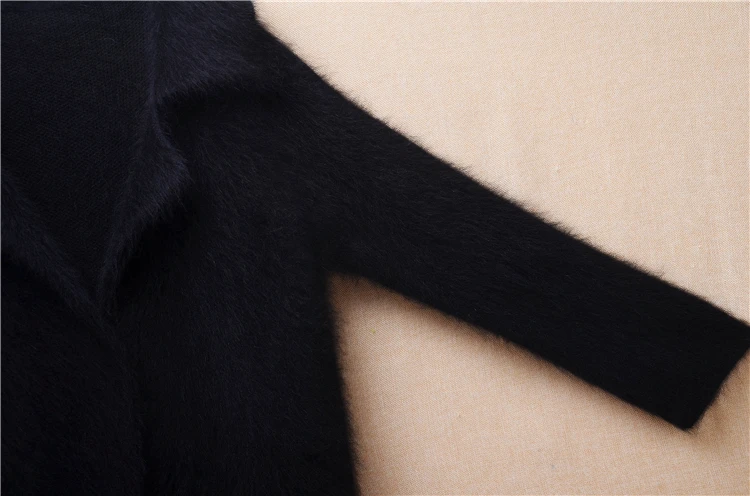 Дамски есенно-зимни дрехи, черен вълнен вязаный костюм от ворсистой норка, без дълъг пуловер, ангорские жилетки, палто, яке . ' - ' . 3