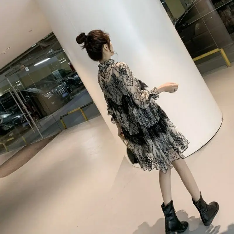 2023 Нови летни дамски големи размери на M-4XL Свободно ежедневното рокля женски реколта елегантни дантелени рокли midi в корейски стил Vestido J179 . ' - ' . 3