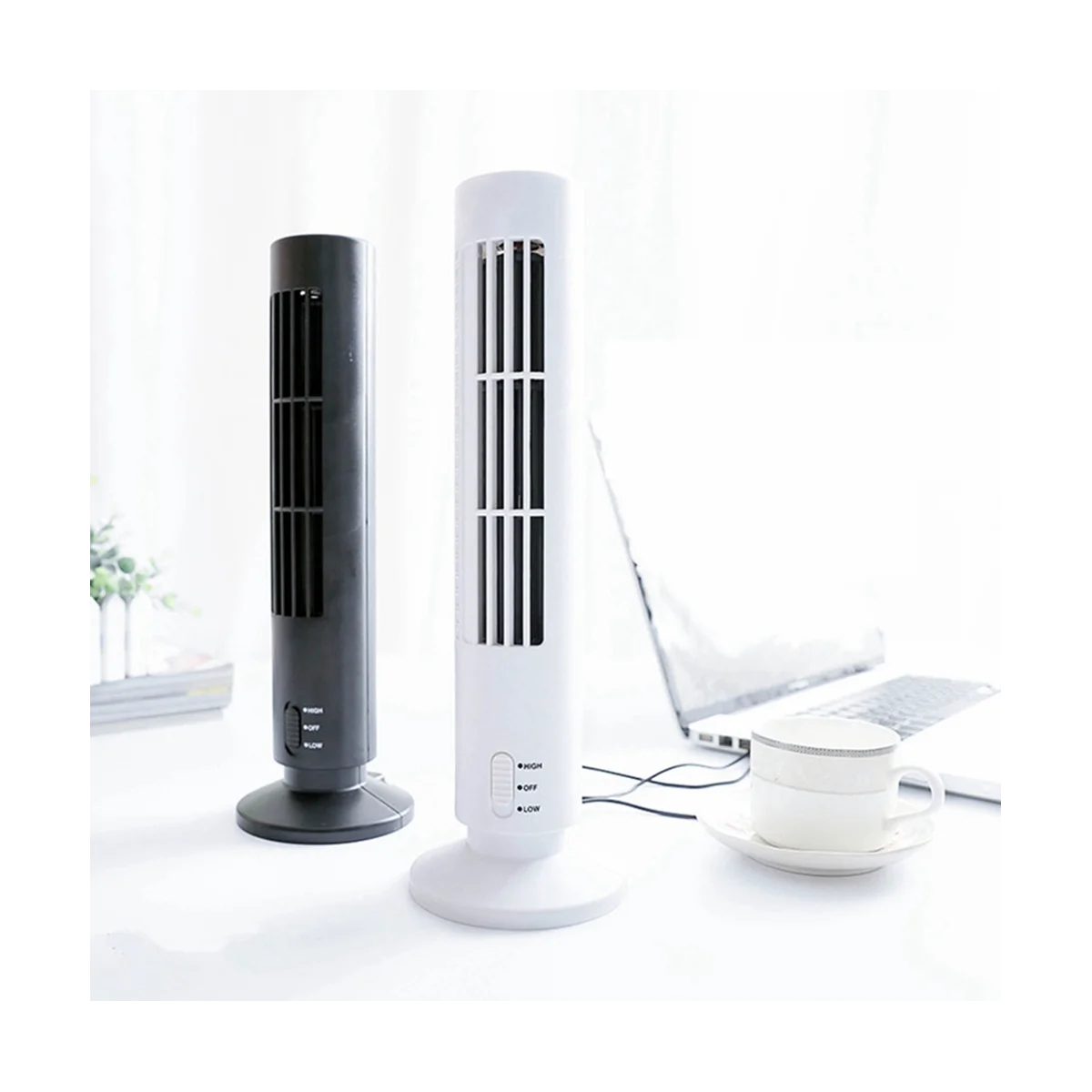 USB акумулаторна кула вентилатор, охлаждащ преносим вентилатор вентилатор Стоящ без корема Климатик Спалня, Кухня, офис черен . ' - ' . 3