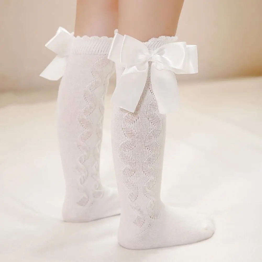 Удобни двуслойни детски ластични чорапи с закручивающимся модел и бантиком за училище . ' - ' . 3