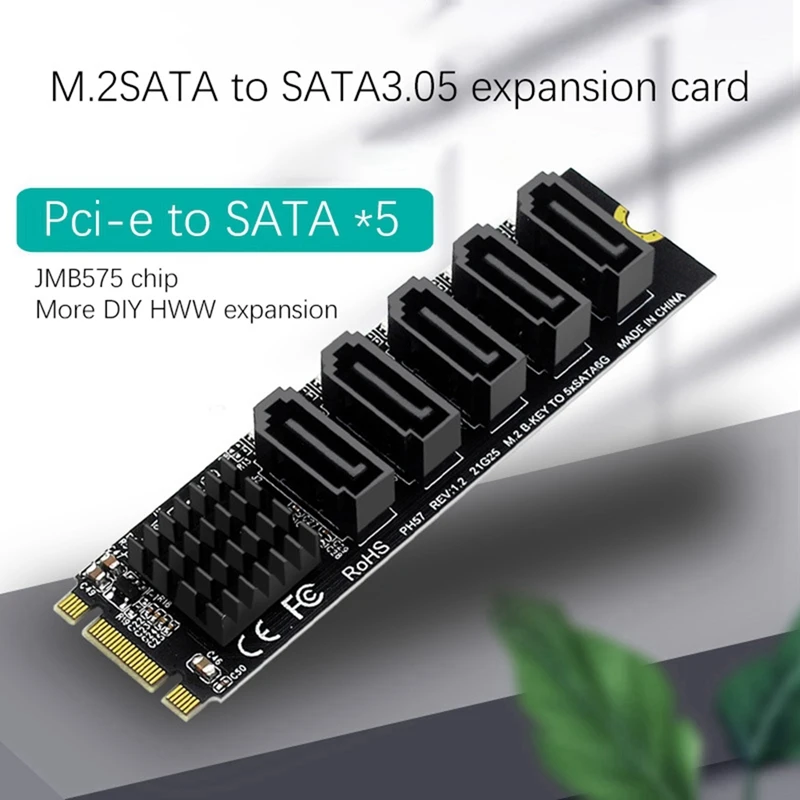 M. 2 NGFF B-Key Sata-SATA 5-Портов карта за разширяване на 6 Gbit/с Карта за разширяване на Чипсет JMB585 Поддържа SSD и HDD . ' - ' . 3
