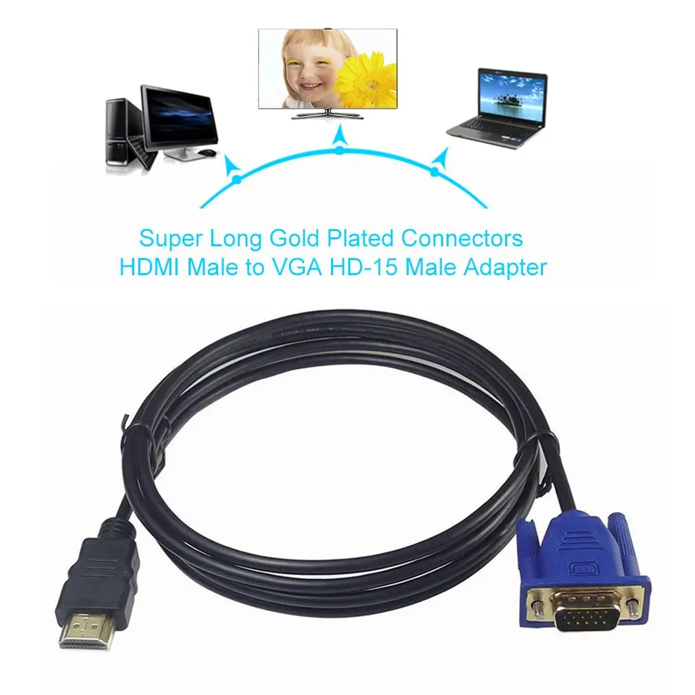 кабел конвертор 3 m, съвместим с HDMI, VGA HD, аудио кабел, USB съединители, видео адаптер, кабел за HDTV, КОМПЮТРИ, компютър, монитор за телевизор . ' - ' . 3