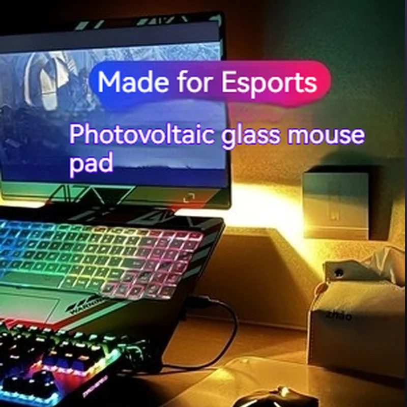 2023 Нов фотоелектричния стъклена подложка за мишка за офис игри, специална стъклена подложка за мишка за киберспорта, сверхбольшой тенис на мат от закалено стъкло . ' - ' . 3