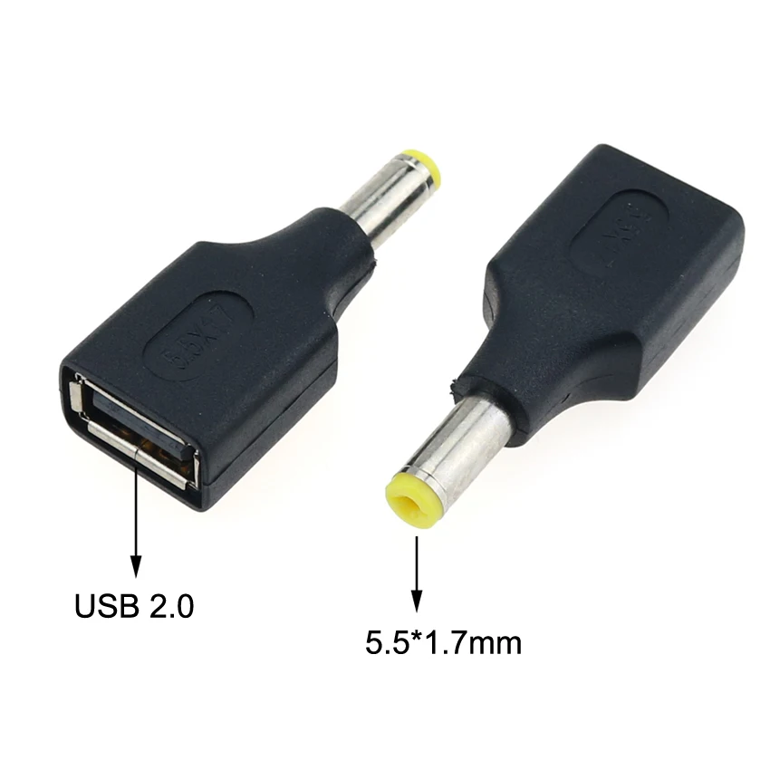 Yuxi 1 бр. dc мъжки 2.5*0.7 4.0*1.7 5.5*2.1 5.5*2.5 мм до USB 2.0 гнездовой конектор конвертор адаптер за лаптоп конектор . ' - ' . 3