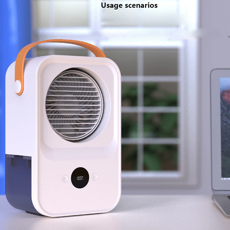 Преносим вентилатор за климатик USB Настолен вентилатор, мини-спрей с регулируема посока на вятъра, дигитален дисплей, въздушен охладител . ' - ' . 3