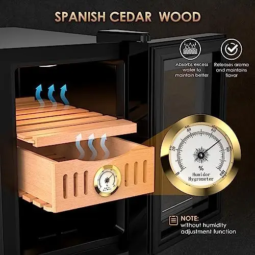 35-литров шкаф-хладилник, шкаф за контрол на температурата на охлаждане и отопление с рафтове от испански кедър и гигрометром, подарък за . ' - ' . 3