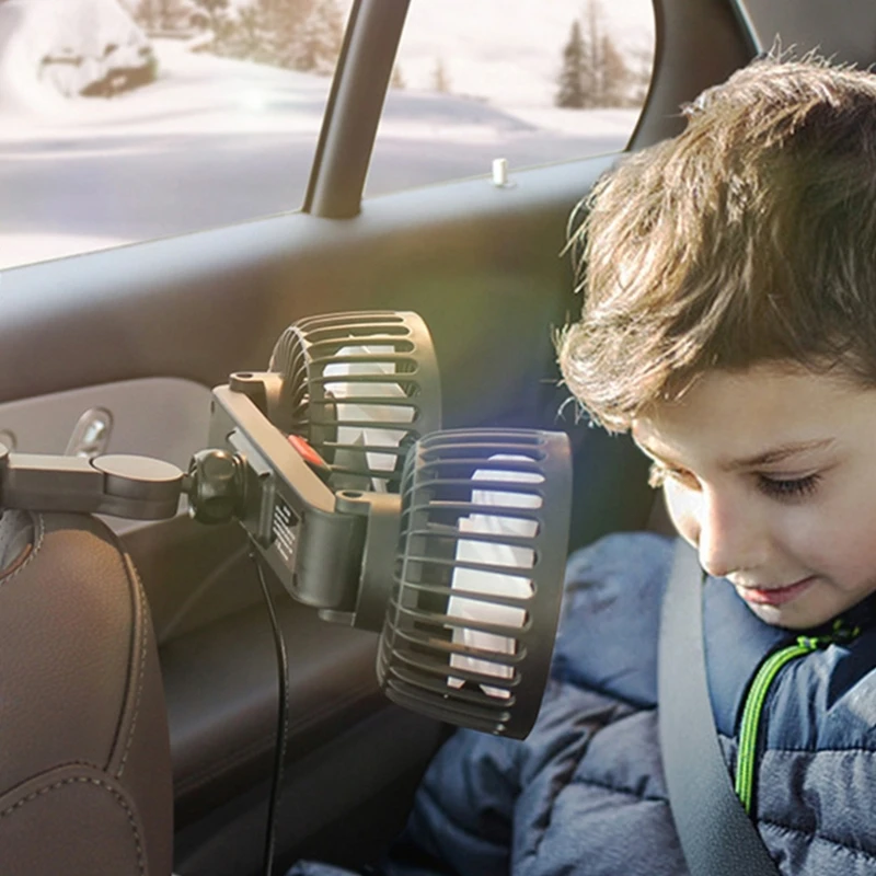 Авто вентилатор USB, авто вентилатор с две глави, 3 скорости, регулируема с автоматично задния вентилатор за охлаждане, автомобилни аксесоари . ' - ' . 3