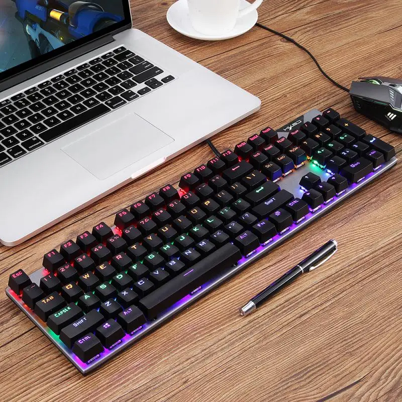 Готина клавиатура с подсветка, 20 цветни цветни светлини, клавиатура за домашния офис, жични клавиатура, висококачествен синия ключ, трайни . ' - ' . 3
