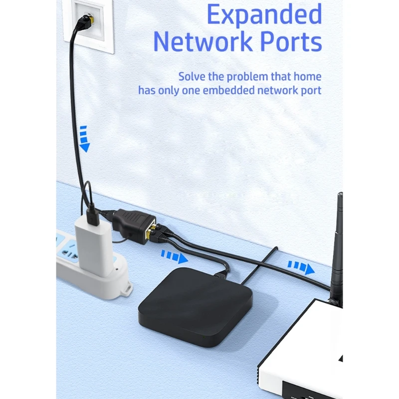 2023 Нов удължител-сплитер lan RJ-45 с 1-2 начини Ethernet адаптер за да свържете интернет кабела 1 вход 2 едновременни мрежови връзка . ' - ' . 3
