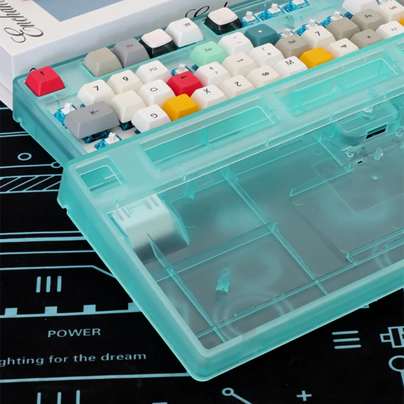 Механична клавиатура MD87 Key Прозрачен корпус син прозрачен прахобразен прозрачен корпус Материал ABS матова текстура силиконова подплата . ' - ' . 3