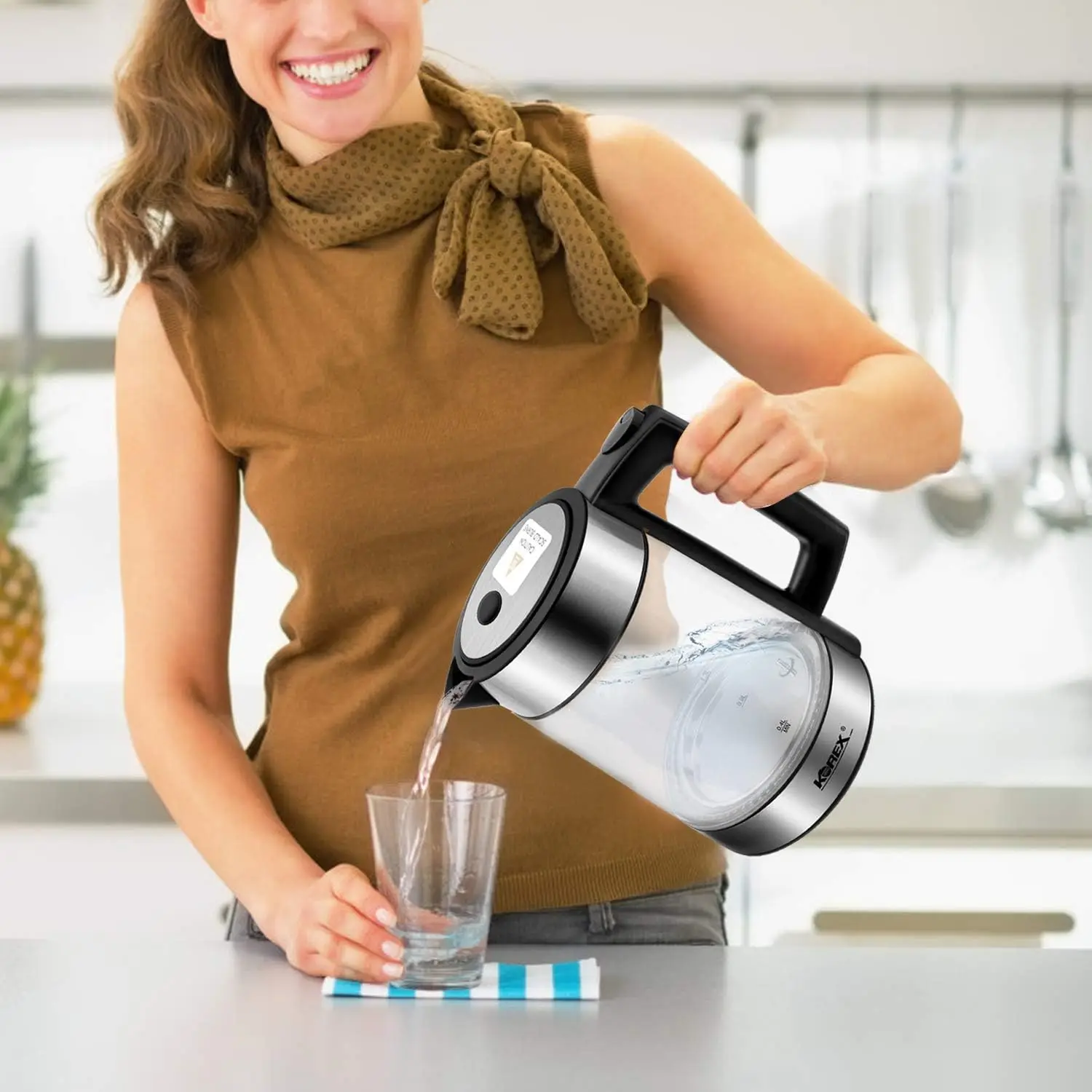 Кана за вода Стъклен Нагревател Бойлер Подходящ за WIFI APP Алекса Google Home Помощник 1.7 Л Отличен за приготвяне на кафе, Чай, мляко, Когато се нагрее прекомерно . ' - ' . 3