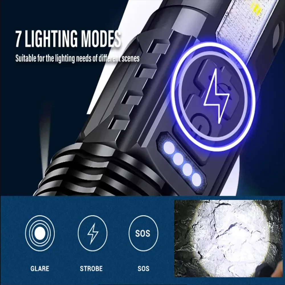Фенерче със силна светлина, акумулаторна мини-фенерче, 2600 mah, преносима ярка домакински led лампа, вградена батерия, походный фенер . ' - ' . 3