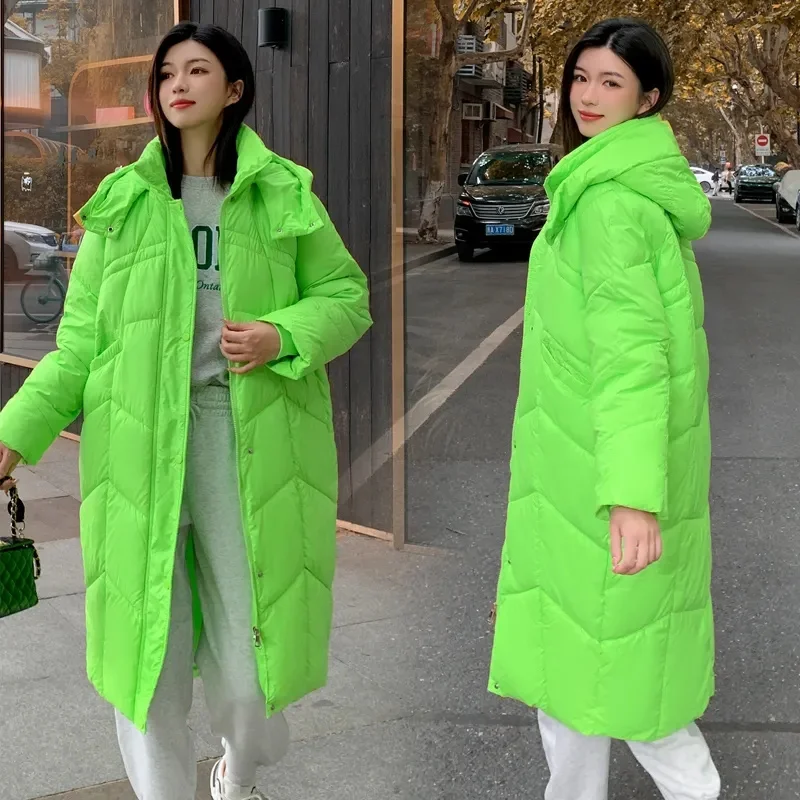 2023 Нова дамско зимно яке, дамско яке с памучна подплата, на корейското свободно памучни палто с качулка, дълги, паркове и свободна горна дреха оверсайз . ' - ' . 4
