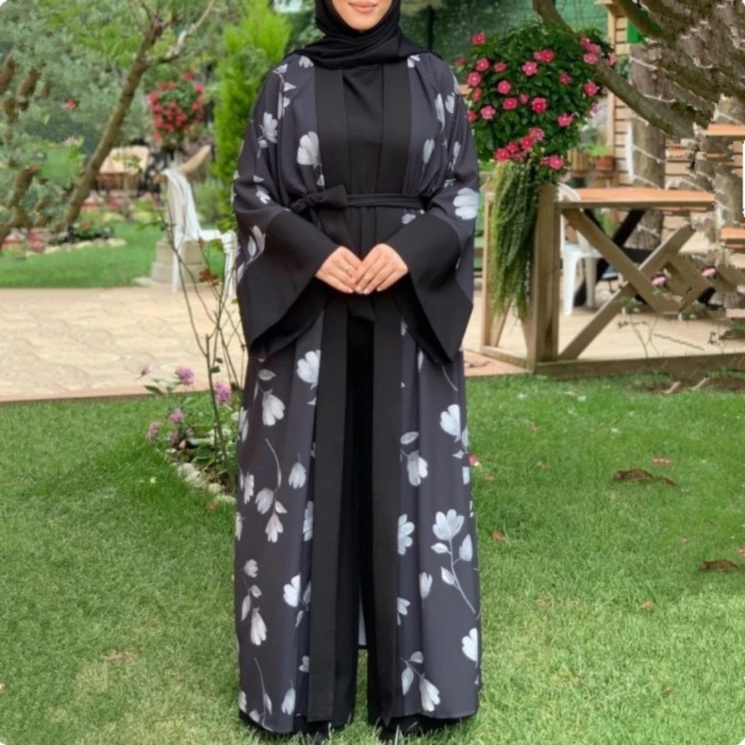 Рокля-кимоно за празник Рамадан, подходящ костюм, бельо мюсюлмански комплекти, облекло-хиджаб, официални абайи за жени, Дубай, арабски кафтан, исляма . ' - ' . 4