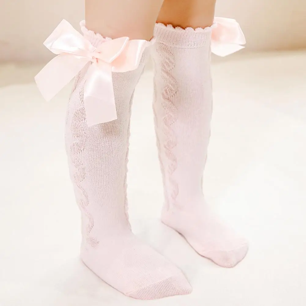 Удобни двуслойни детски ластични чорапи с закручивающимся модел и бантиком за училище . ' - ' . 4