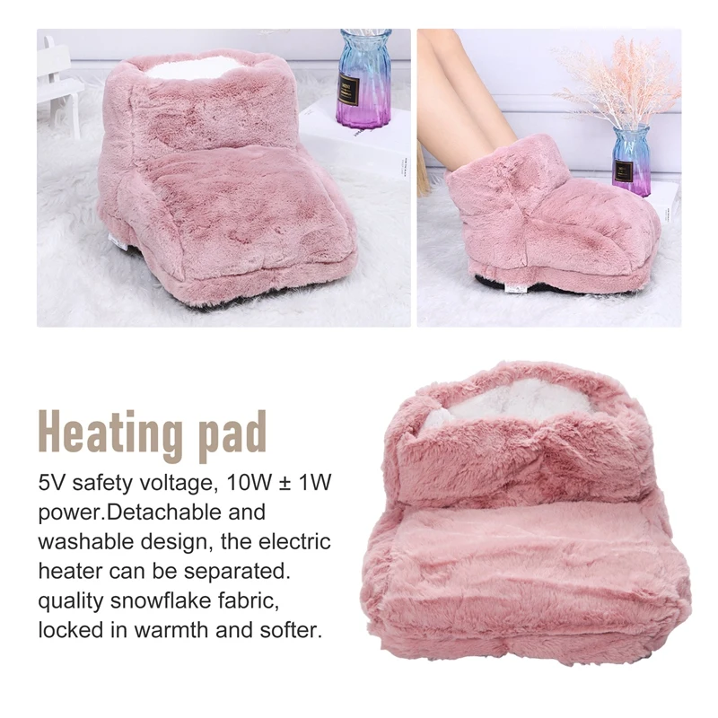 Електрическа топло за краката, заряжаемая чрез USB, енергоспестяващ топло калъф за краката, за спалня, за сън, розов . ' - ' . 4
