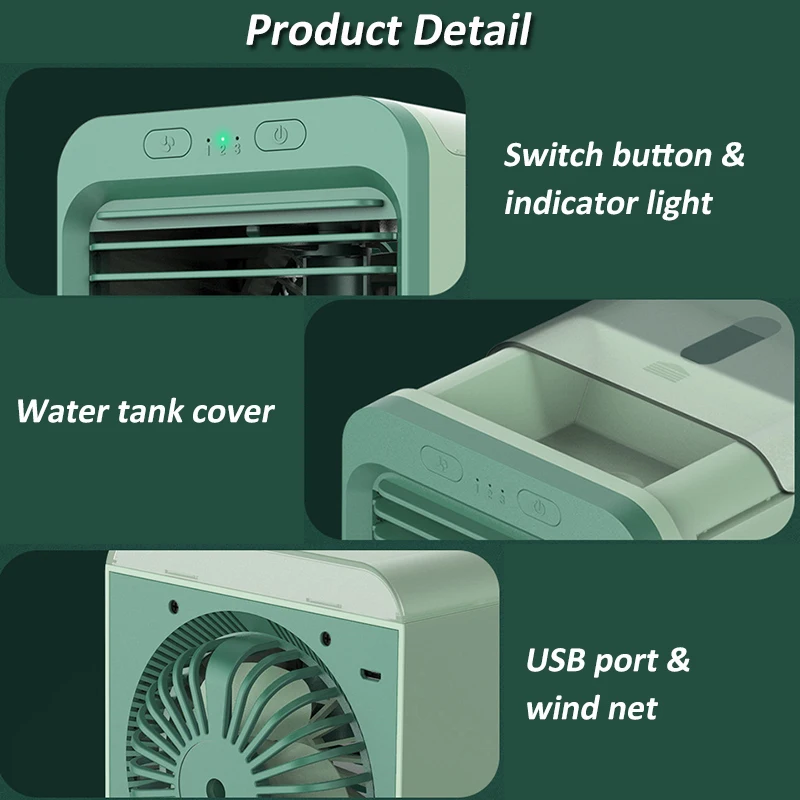Мини преносим USB климатик Охлаждащ тенис на овлажнител за въздух с резервоар за вода за Домакински 3 платна охлаждащ вентилатор за Климатик 5 В . ' - ' . 4
