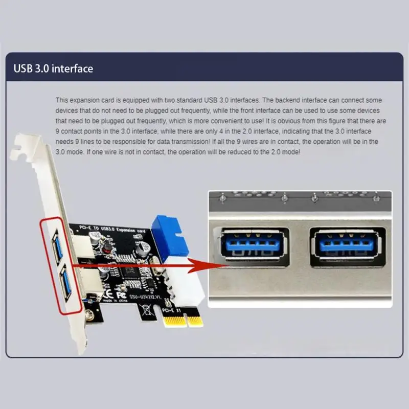 RYRA Настолна Двухинтерфейсная Карта за Разширяване на USB3.0 PCI-E ДО USB3.0 С Предно 20-Пинов Интерфейс USB3.0 Адаптер за прехвърляне на карти . ' - ' . 4