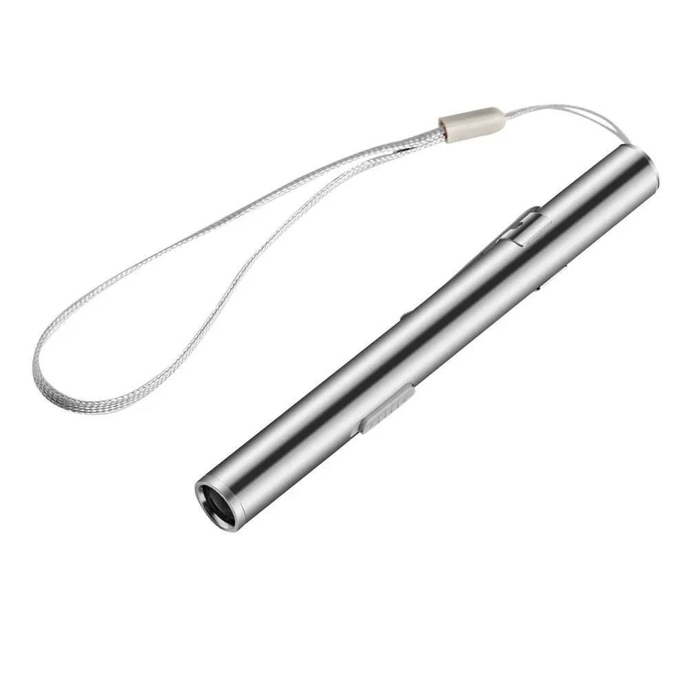 Горещ USB-акумулаторна мини джоб фенерче във формата на писалка, led фенерче с клипс от неръждаема стомана, сребърен джобен led фенерче-факел . ' - ' . 4