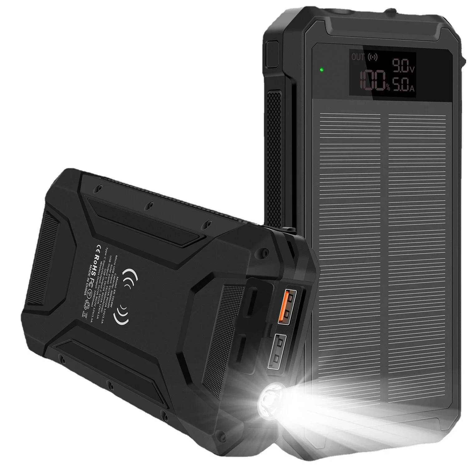 Слънчев Powerbank 30000 ма Мобилен Телефон Безжично зареждане текущите Банка Фенерче Led Батерия Открит Водоустойчив Мобилен Източник на Захранване . ' - ' . 4