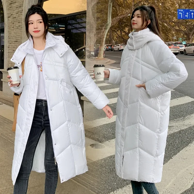 2023 Нова дамско зимно яке, дамско яке с памучна подплата, на корейското свободно памучни палто с качулка, дълги, паркове и свободна горна дреха оверсайз . ' - ' . 5
