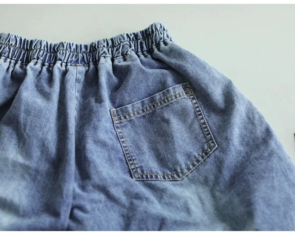 Пролет лято Памук 2023 Дънкови свободни широки дамски панталони с висока талия реколта ретро панталони дамски панталони реколта дрехи . ' - ' . 5