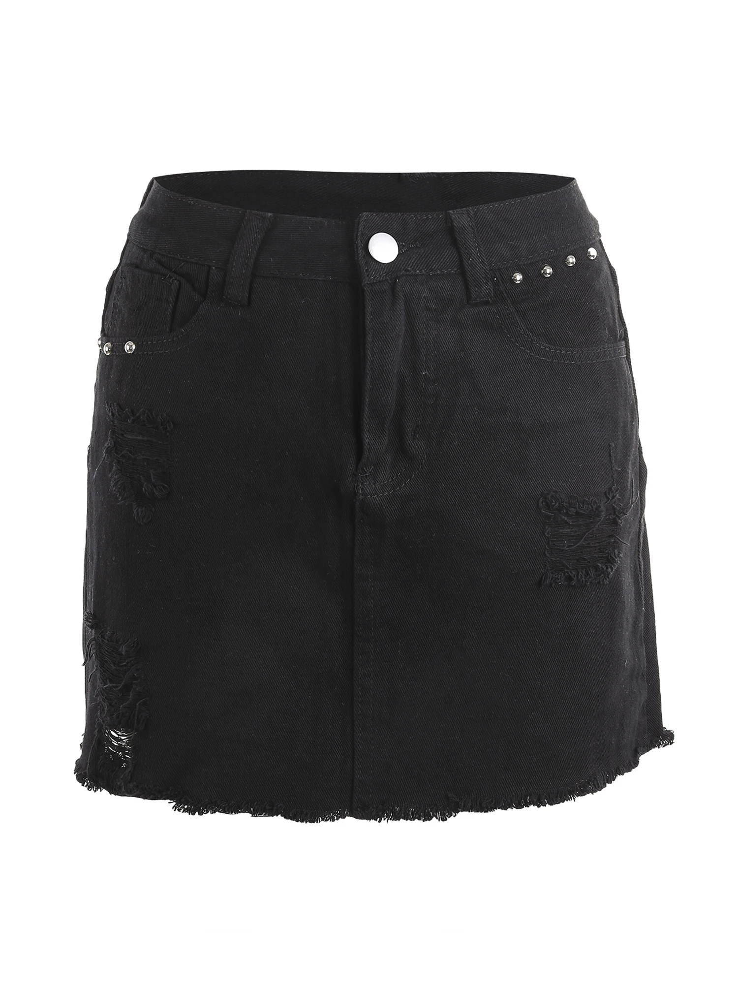 Дамски летни модни черен деним пола, однотонная модерен мини-пола-молив с висока талия, чанта за момичета, панталони на лигавицата . ' - ' . 5