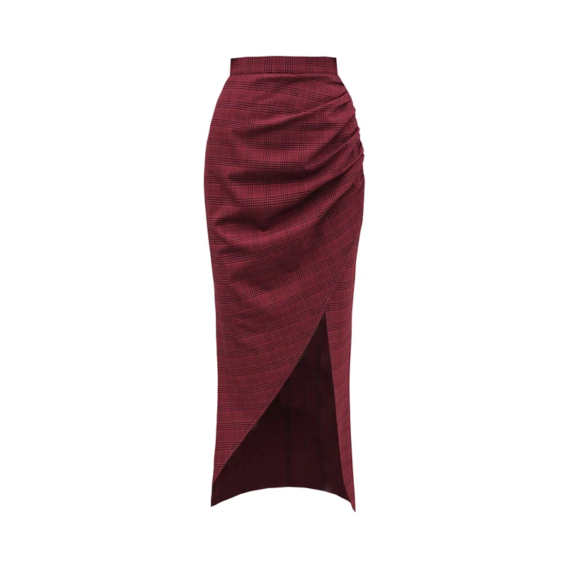 Модни летни плисирани поли в стил пънк-готически за момичета 2021, дамски секси червена клетчатая дълга пола с висока талия, дамски градинска дрехи, новост . ' - ' . 5