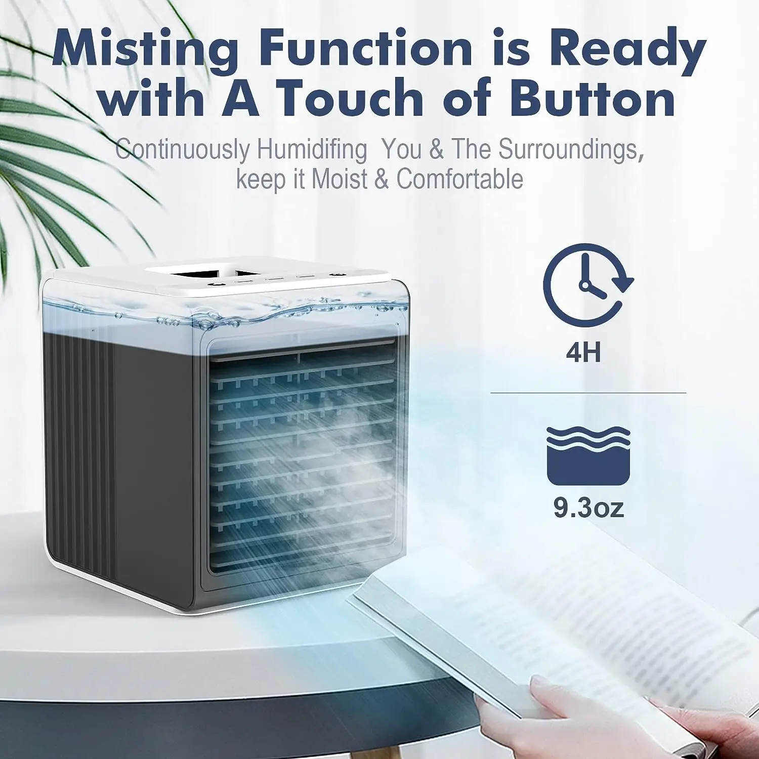 Климатик, един изпарителен охладител на въздуха, захранван от батерия 2000 mah и USB батерия, персонален охладител на въздуха влагозадържащ, 3 степени на светлина . ' - ' . 5