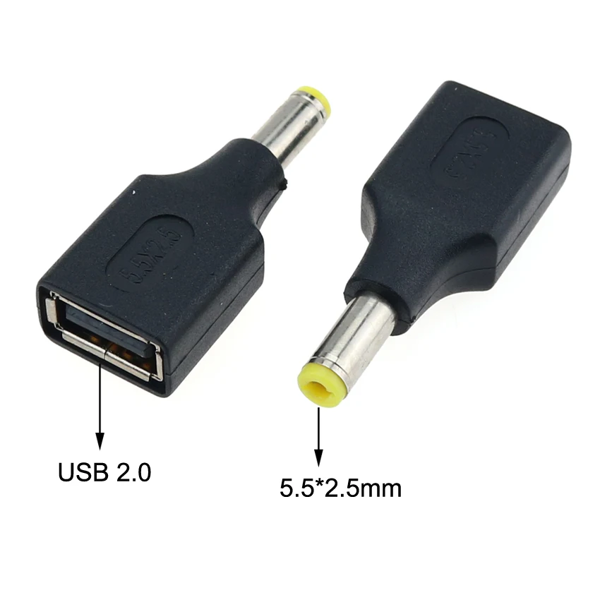 Yuxi 1 бр. dc мъжки 2.5*0.7 4.0*1.7 5.5*2.1 5.5*2.5 мм до USB 2.0 гнездовой конектор конвертор адаптер за лаптоп конектор . ' - ' . 5