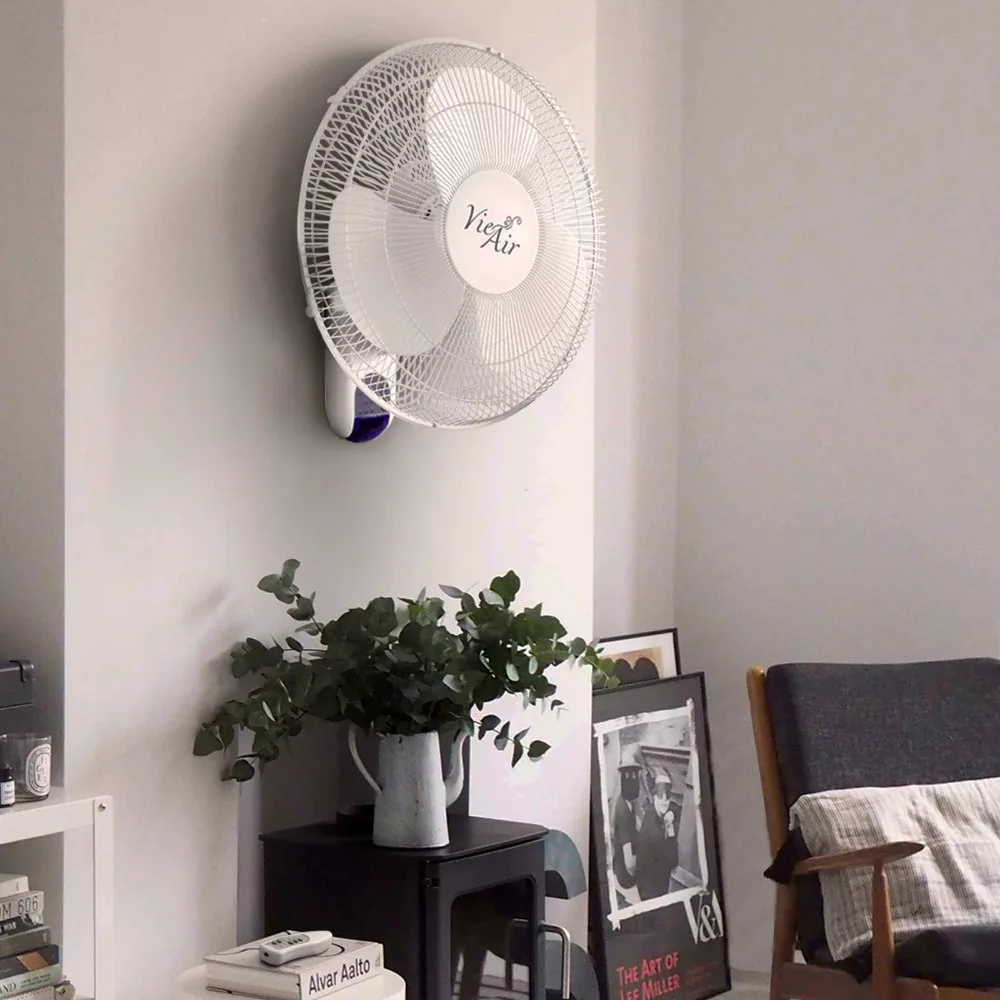 16-инчов пластмасов стенен вентилатор с дистанционно управление бял цвят, окачени електрически охлаждащи уреди за дома, безплатна доставка . ' - ' . 5