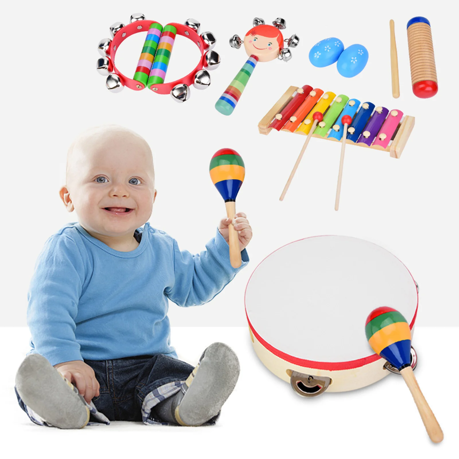 13 бр., дървен музикален инструмент, играчка, дрънкалка, перкуссионная играчка, детска музикална играчка за ранно развитие . ' - ' . 5