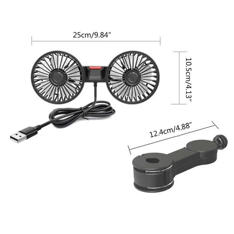 Авто вентилатор USB, авто вентилатор с две глави, 3 скорости, регулируема с автоматично задния вентилатор за охлаждане, автомобилни аксесоари . ' - ' . 5