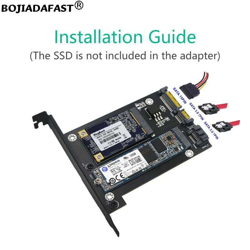Настолен конектор SATA 3.0 За MSATA и M. 2 NGFF SSD Конвертор Адаптер за Карта Дългия Профил С 2 Кабели SATA3 . ' - ' . 5
