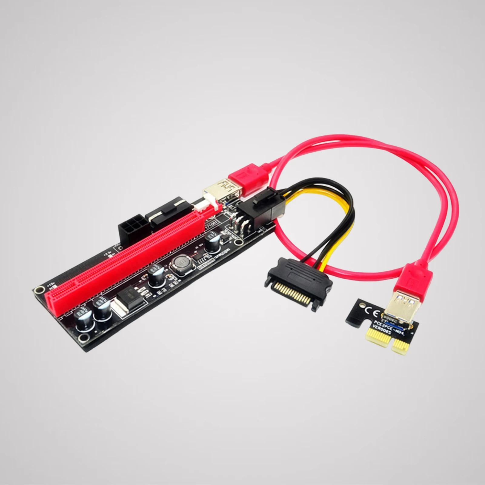 Адаптер, PCIE Странично Card USB 3.0 кабел, кабел 4 твърди кондензатора за майнинга, удължител GPU Странично . ' - ' . 5