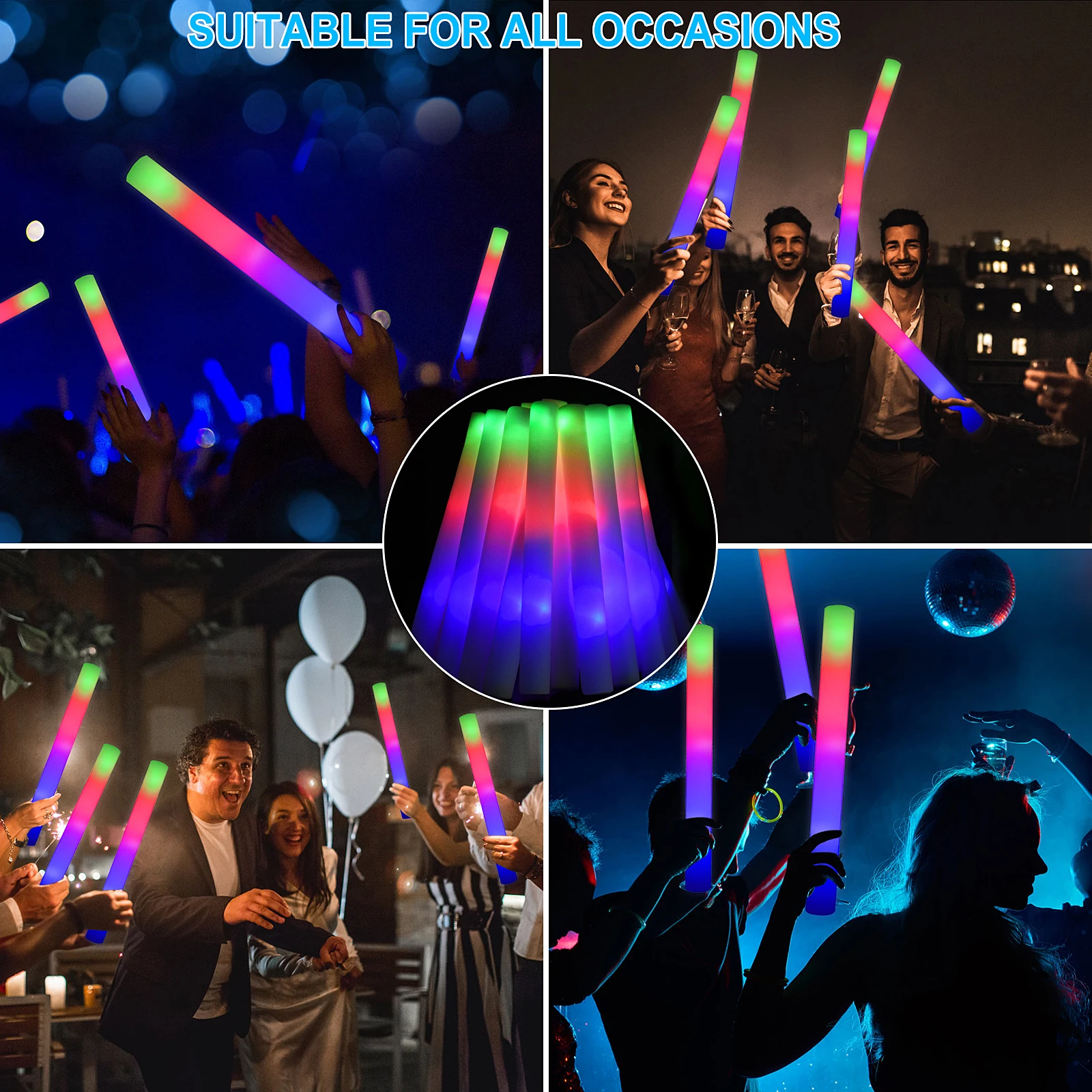 50/100 бр. RGB led светещи пръчки, осветителна пяна, пръчка за украса на парти, сватба на концерта, на рожден ден, на сценичното осветление, светлинна пръчка за партита . ' - ' . 5