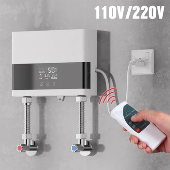 110/220v незабавен бойлер за баня, и кухня, стенен електрически бойлер, LCD дисплей за температура, с дистанционно управление