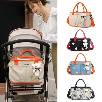 Чанта за памперси, мультяшная чанта за детска количка, органайзер, чанти за памперси, количка, количка за колички, Аксесоари за колички, голям капацитет