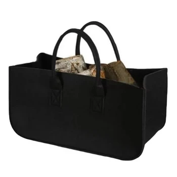 1 бр. стилна чанта за съхранение, дрехи за пикник, филцови кошница за дърва, кошница за пазаруване, аксесоар за пътуване, за украса черен цвят