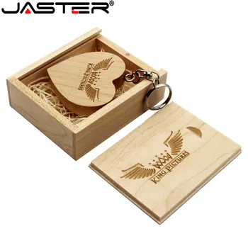 JASTER (безплатен потребителски лого) ядки дървено сърце + подарък кутия USB флаш памети креативна карта 8 GB 16 GB 32 GB 64 GB памет карта