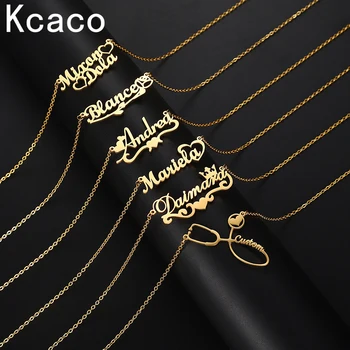 Kcaco, именное колие от неръждаема стомана с пеперуда, индивидуален позлатен медальон в формата на буквата 