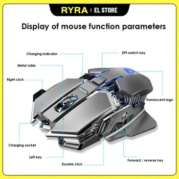 Безжична мишка RYRA Metal 1600 DPI, акумулаторна фотоэлектрическая 2,4 Ghz, 7 клавиши, безжична тиха мишка за лаптоп, офис игри без ограничения
