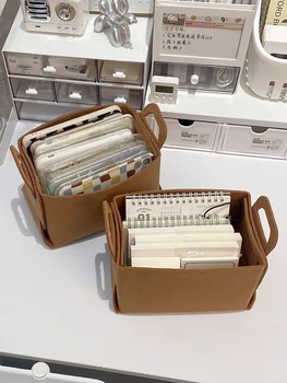 Кутии за съхранение на работния плот в японски стил, кошница за съхранение на закуски и всички всячины в общежитието, сгъваема кошница за съхранение, филцови дръжка