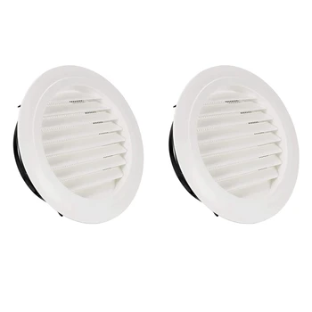 2x8-инчов кръгъл отдушник, капак, щори от ABS-пластмаса, бяло отдушник за софита с вградена мрежа за защита от мухи за баня