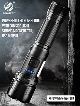 Мощен led фенерче 30 W Long Shot 18650 фенерче USB акумулаторна увеличение-фенер със странично магнит за къмпинг и риболов