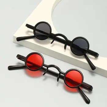 Мъжки слънчеви очила в стил рок, пънк, класически реколта малки кръгли слънчеви очила, дамски слънчеви очила метална рамка с широка моста на носа, черни лещи, очила за шофиране, очила за очите